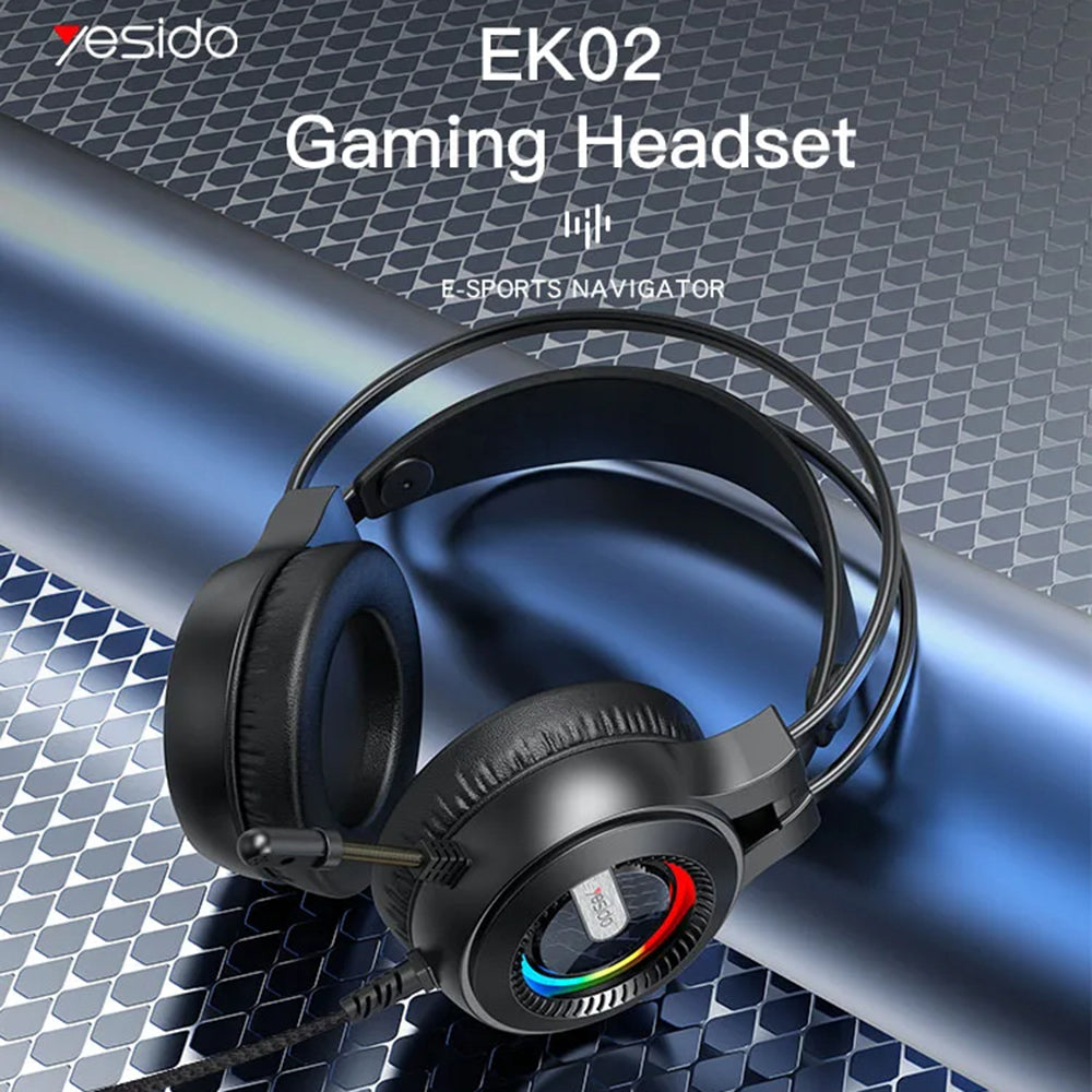 Slušalice za gaming 3.5mm Yesido EK02, RGB, 2.2m, Crne