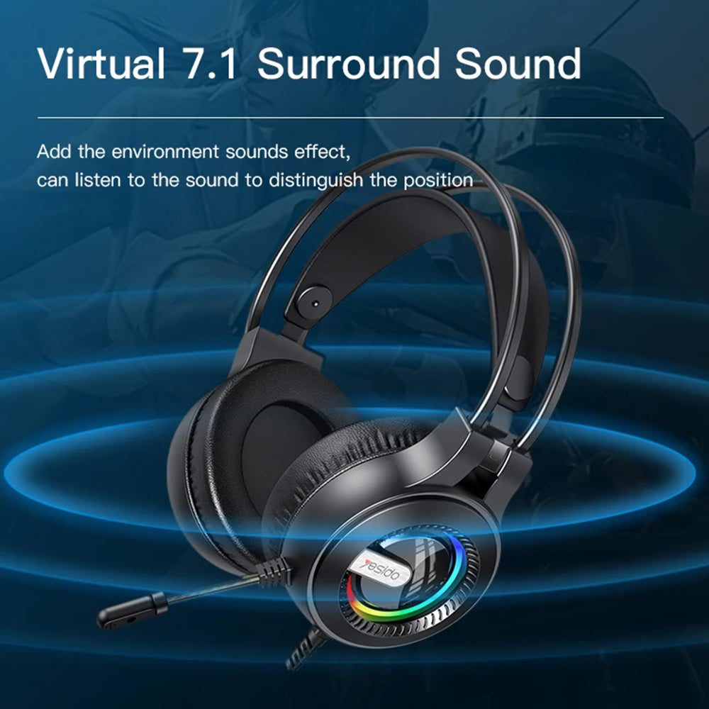 Slušalice za gaming 3.5mm Yesido EK02, RGB, 2.2m, Crne