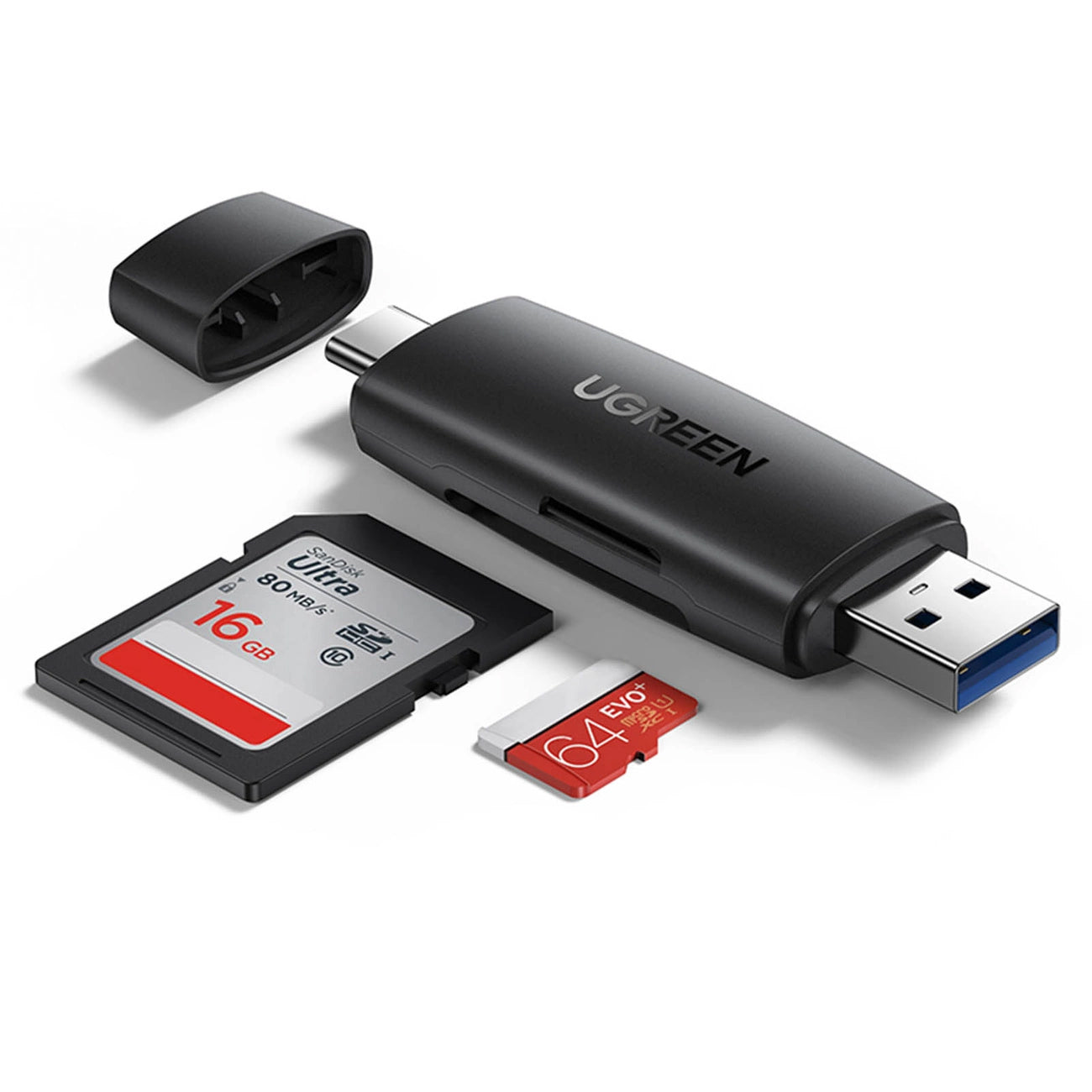 Čitač kartica USB / USB-C UGREEN CM304, SD - microSD, Crni