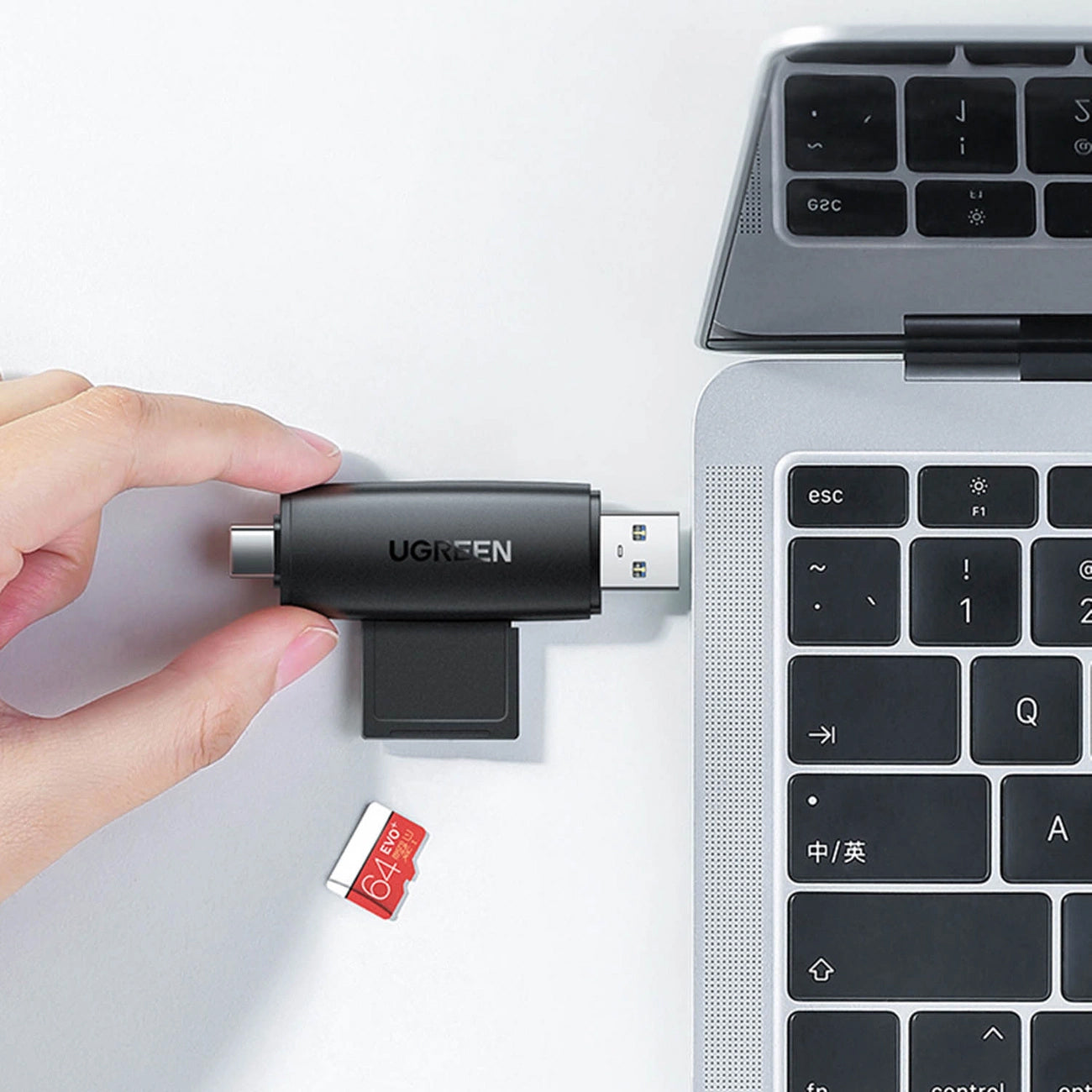 Čitač kartica USB / USB-C UGREEN CM304, SD - microSD, Crni