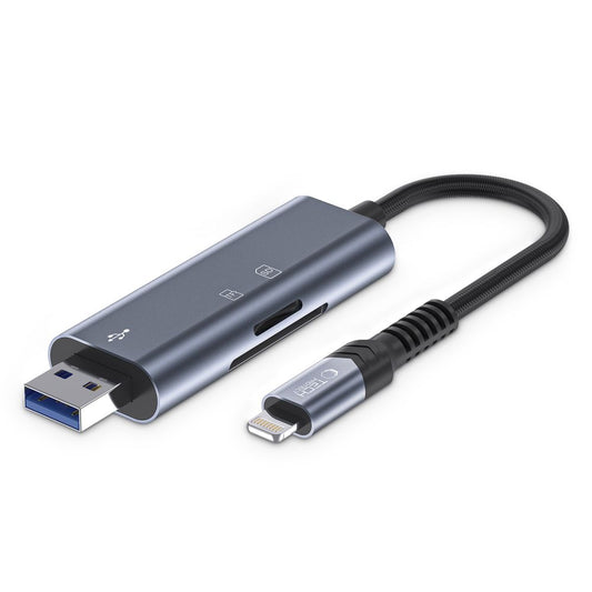 Čitač kartica USB / Lightning Tech-Protect Ultraboost, SD - microSD, Sivi