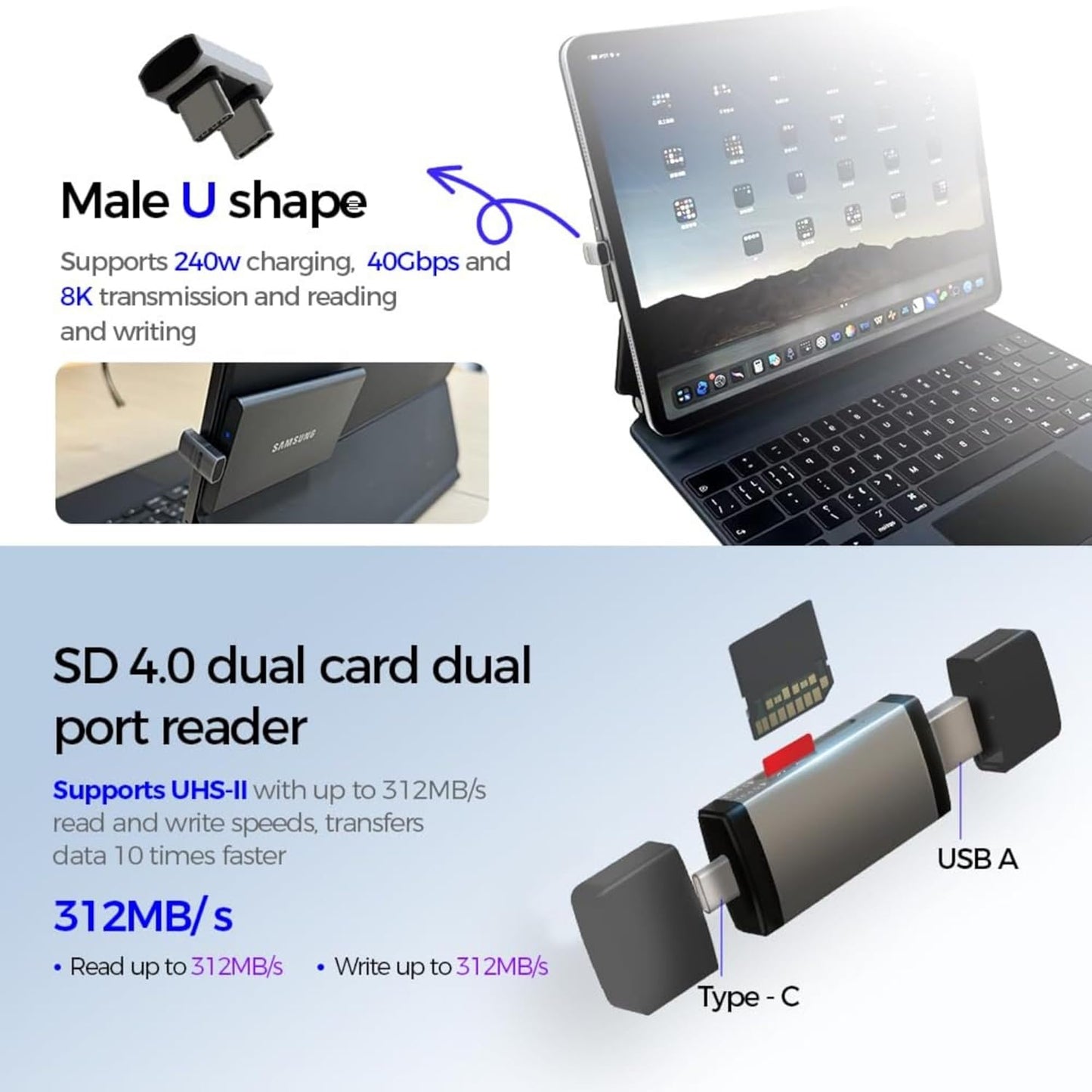 USB / USB-C čitač kartica OEM OmniLink Pro-003 Travel, 10in1, Siva