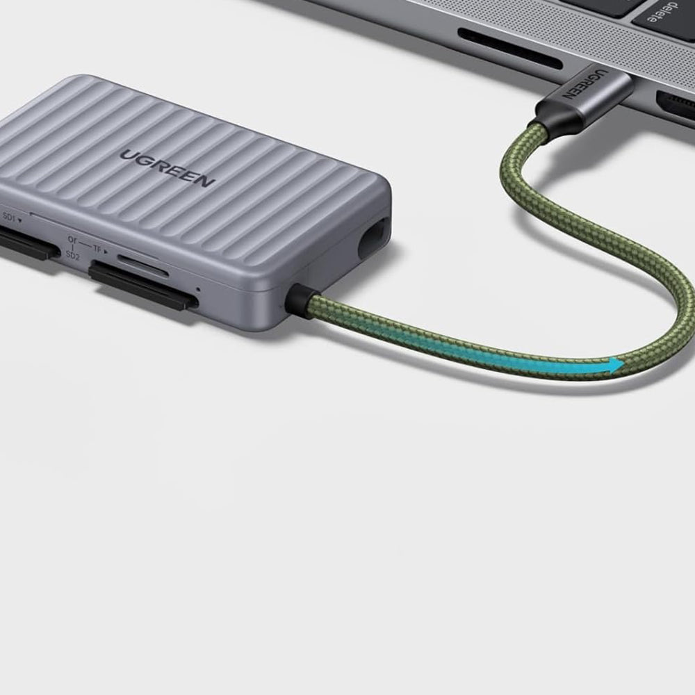 Čitač kartica USB-C s organizatorom UGREEN 55886, 2 x SD - microSD, Sivi