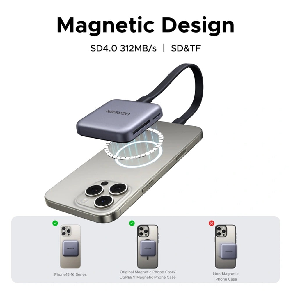Čitač kartica USB-C UGREEN CM898 (65095), SD - microSD, Sivi