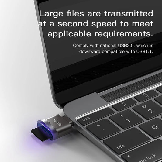 Čitač kartica USB-C Yesido GS19, USB-A (OTG) - microSD, Siva