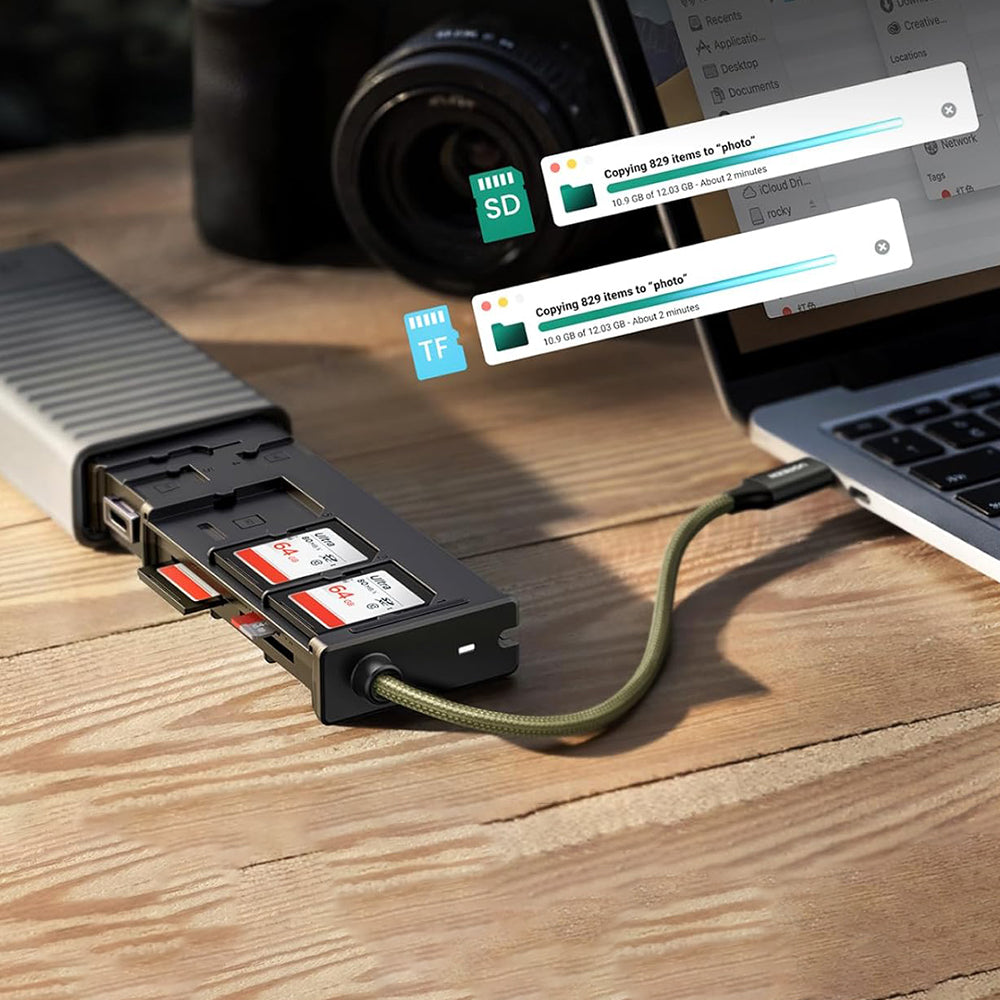 Čitač kartica USB / USB-C s organizatorom UGREEN CM856 (55899), 2 x SD - microSD, Sivi