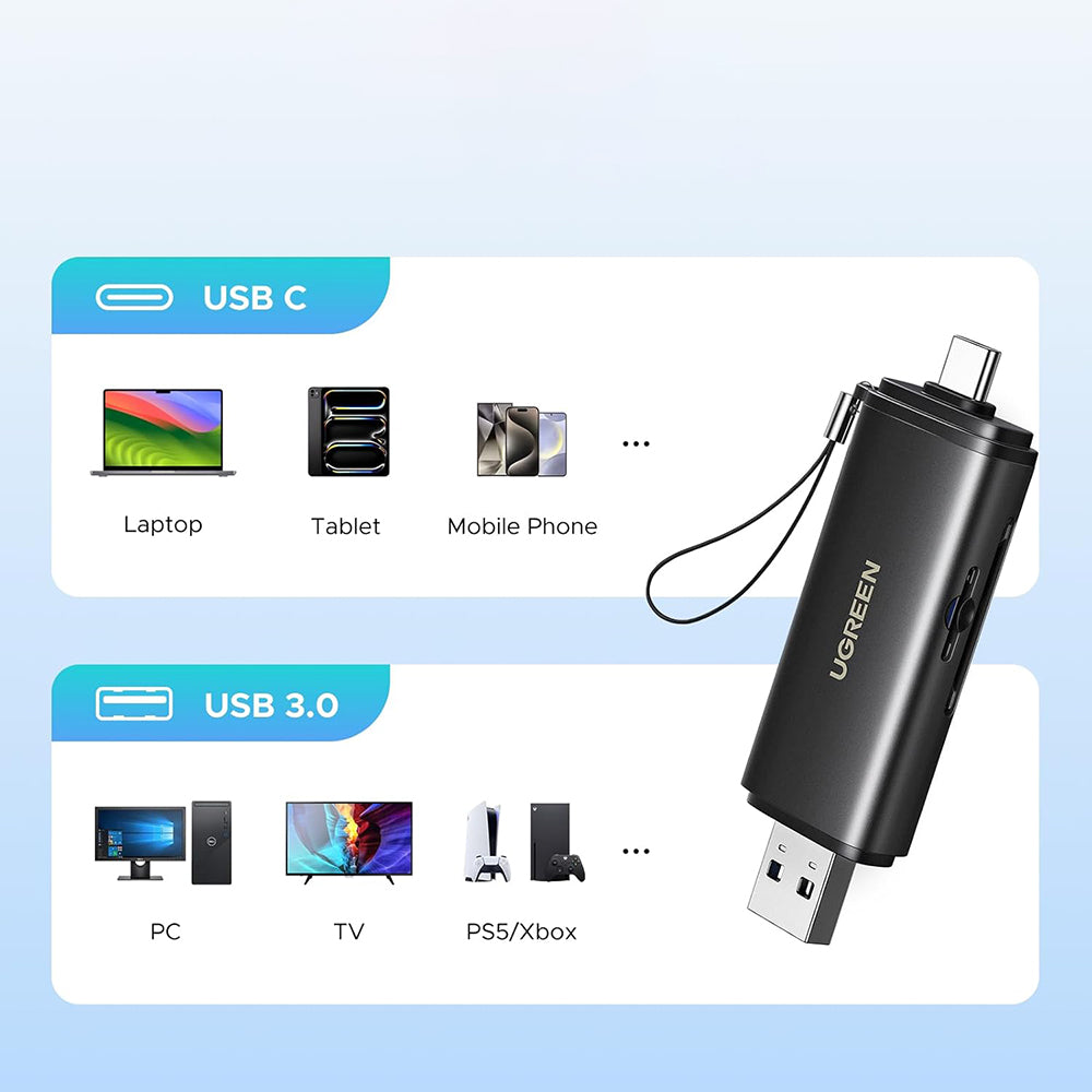 Čitač kartica USB / USB-C UGREEN CM803 (65024), SD - microSD, Crni