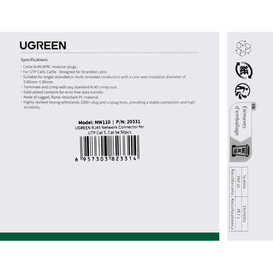Mrežni konektor UGREEN NW110, RJ45, Cat5, Set od 50 komada