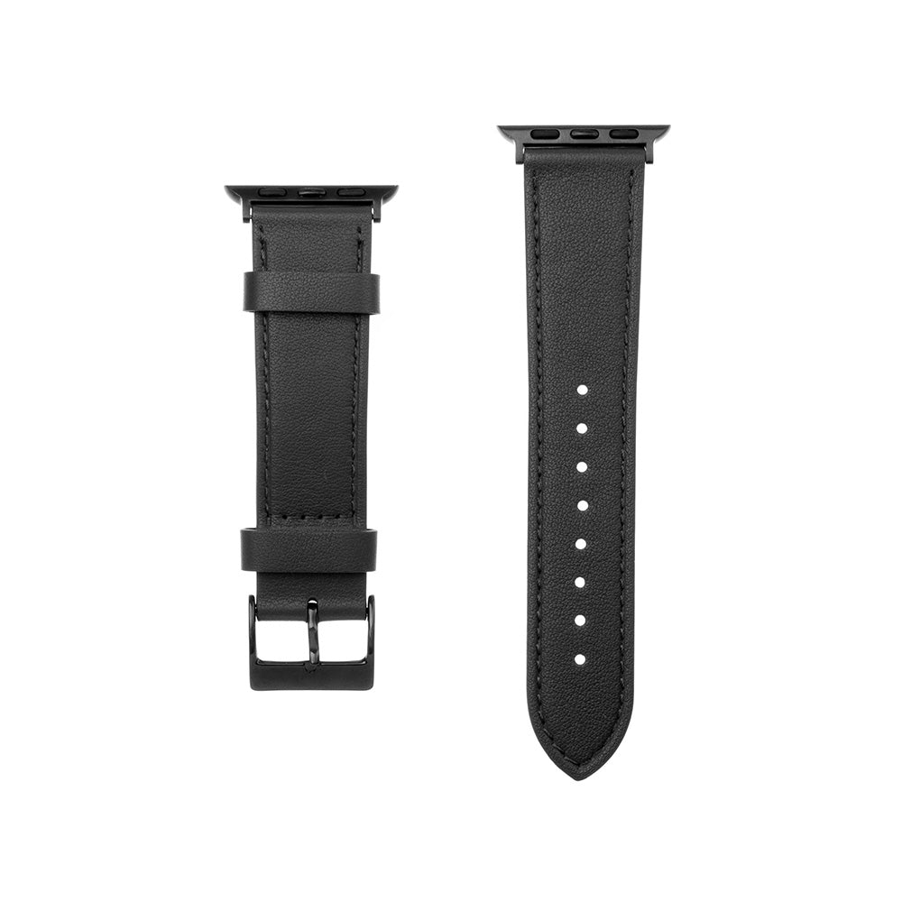 Remen Fixed Leather za Apple Watch 49mm / 46mm / 45mm / 44mm / 42mm serije, Crni
