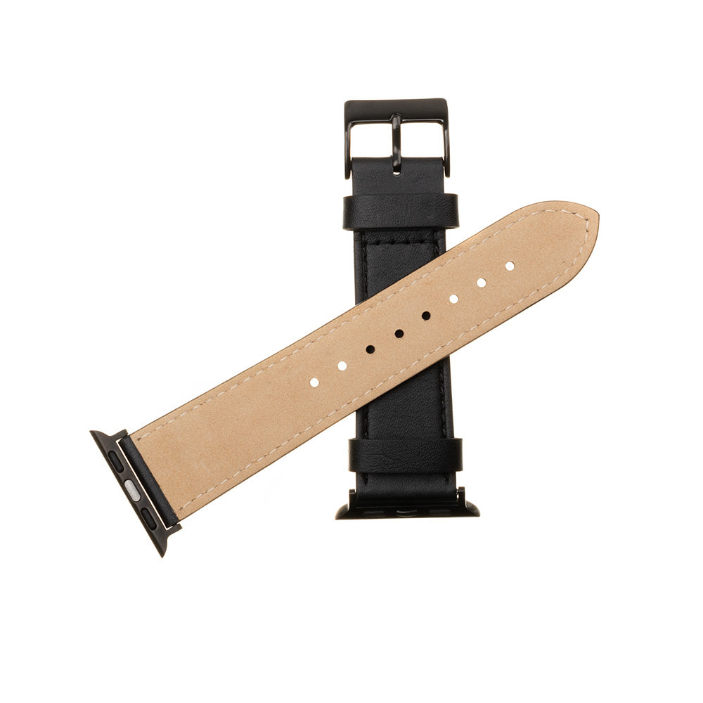 Remen Fixed Leather za Apple Watch 49mm / 46mm / 45mm / 44mm / 42mm serije, Crni