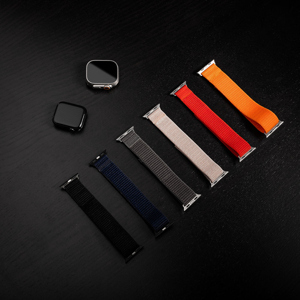 Nylon Sporty Fixed remen za Apple Watch 42mm / 41mm / 40mm / 38mm serije, Tamno sivi