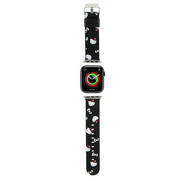 Remen Hello Kitty Leather Kitty & Bows za Apple Watch 42mm / 41mm / 40mm / 38mm seriju, Crni