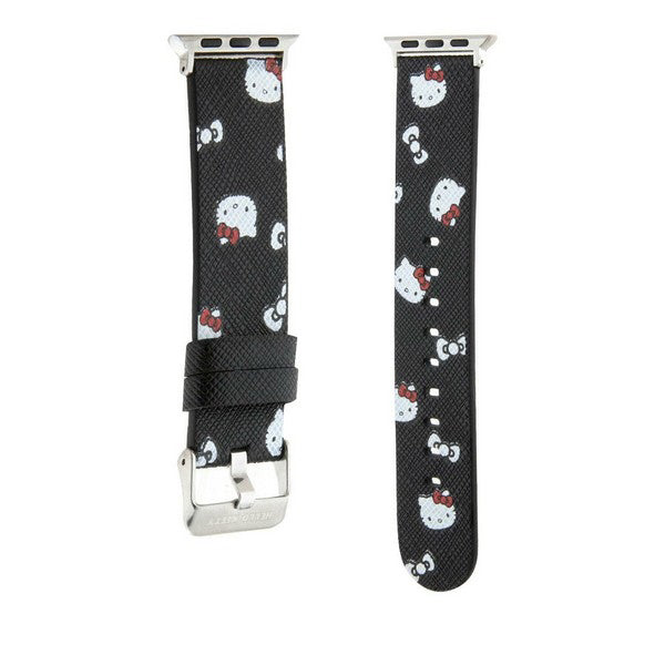 Remen Hello Kitty Leather Kitty & Bows za Apple Watch 42mm / 41mm / 40mm / 38mm seriju, Crni