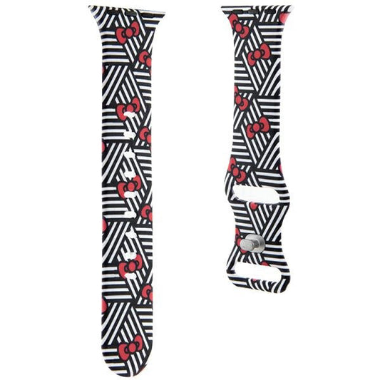 Remen Hello Kitty Silicone Bows & Stripes za Apple Watch 42mm / 41mm / 40mm / 38mm seriju, Crni