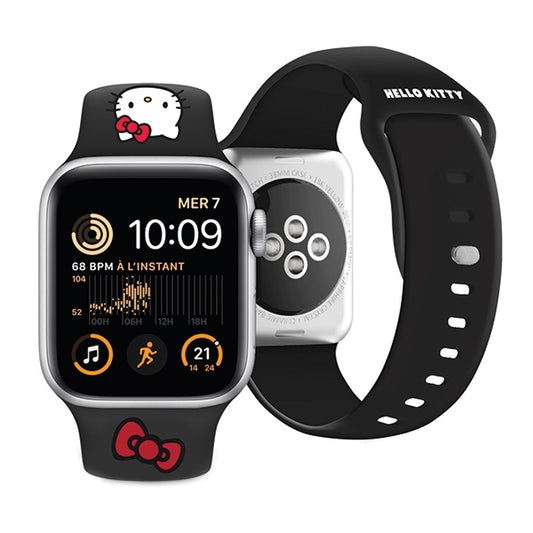 Remen Hello Kitty Silicone Kitty Head za Apple Watch 42mm / 41mm / 40mm / 38mm seriju, Crni.