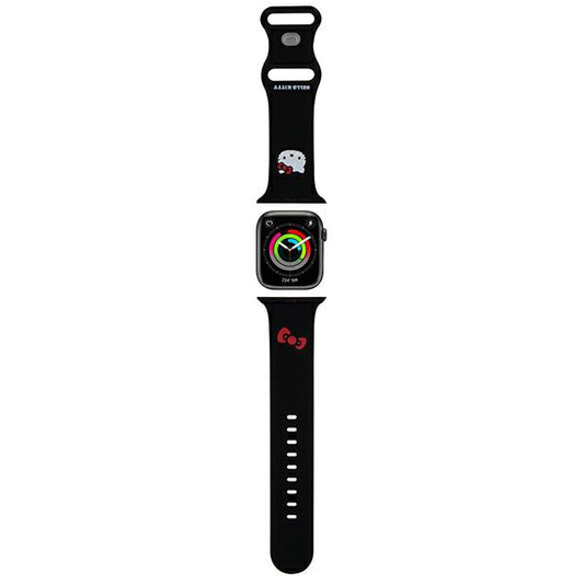 Remen Hello Kitty Silicone Kitty Head za Apple Watch 49mm / 46mm / 45mm / 44mm / 42mm serije, Crni