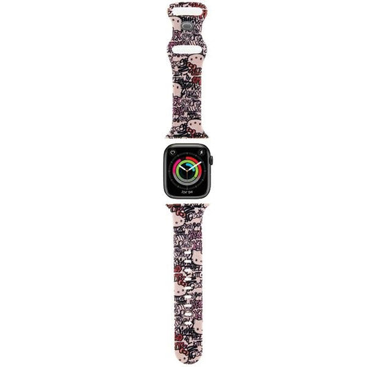 Remen Hello Kitty Silicone Tags Graffiti za Apple Watch 42mm / 41mm / 40mm / 38mm serije, Roza