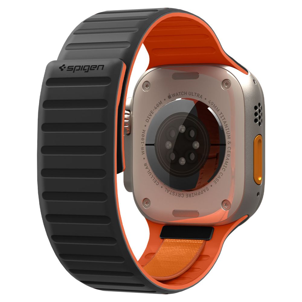 Spigen Athlex Air M remen za Apple Watch 49mm / 46mm / 45mm / 44mm Series, Crno Narančasta AMP11534