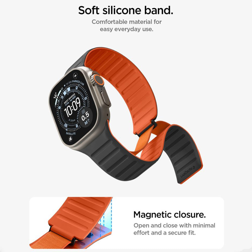 Spigen Athlex Air M remen za Apple Watch 49mm / 46mm / 45mm / 44mm Series, Crno Narančasta AMP11534
