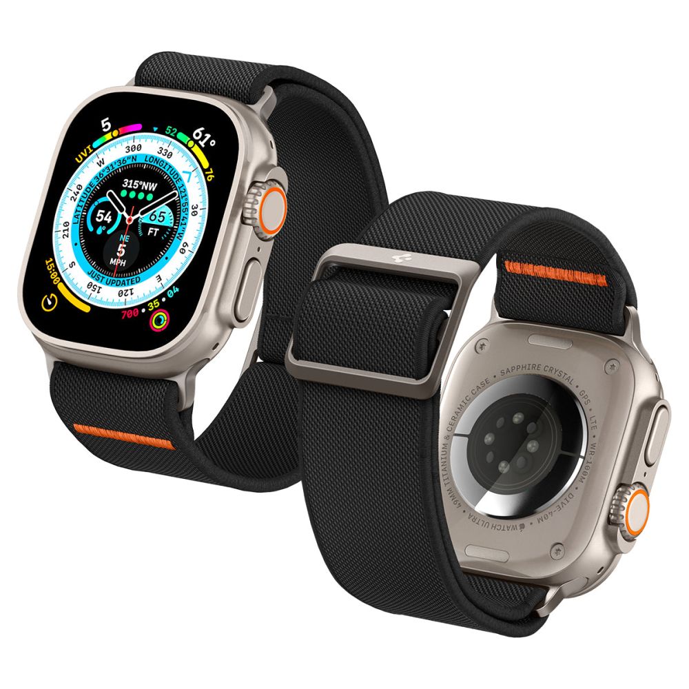 Spigen Fit Lite Ultra remen za Apple Watch 49mm / 46mm / 45mm / 44mm / 42mm serije, crni AMP05983
