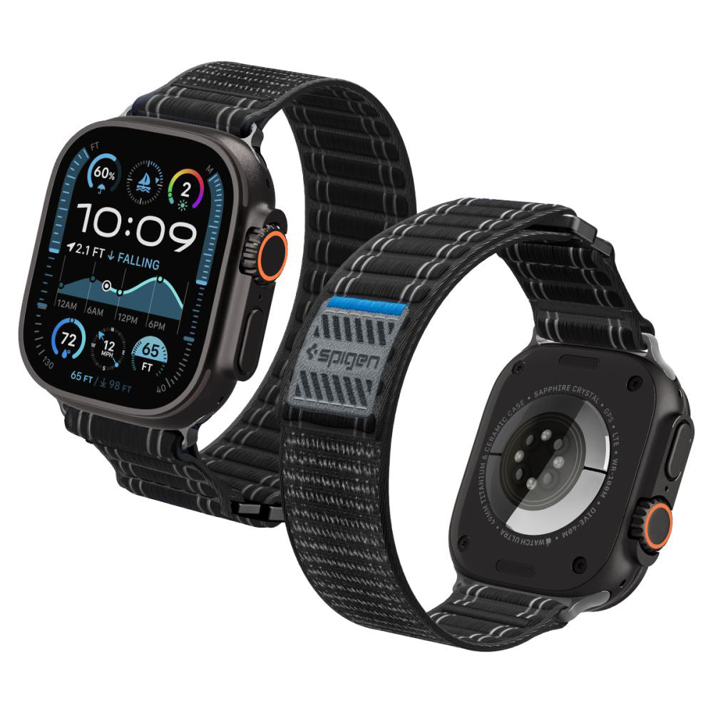 Remen Spigen WBF0 za Apple Watch 49mm / 46mm / 45mm / 44mm serije, Crni AMP10141