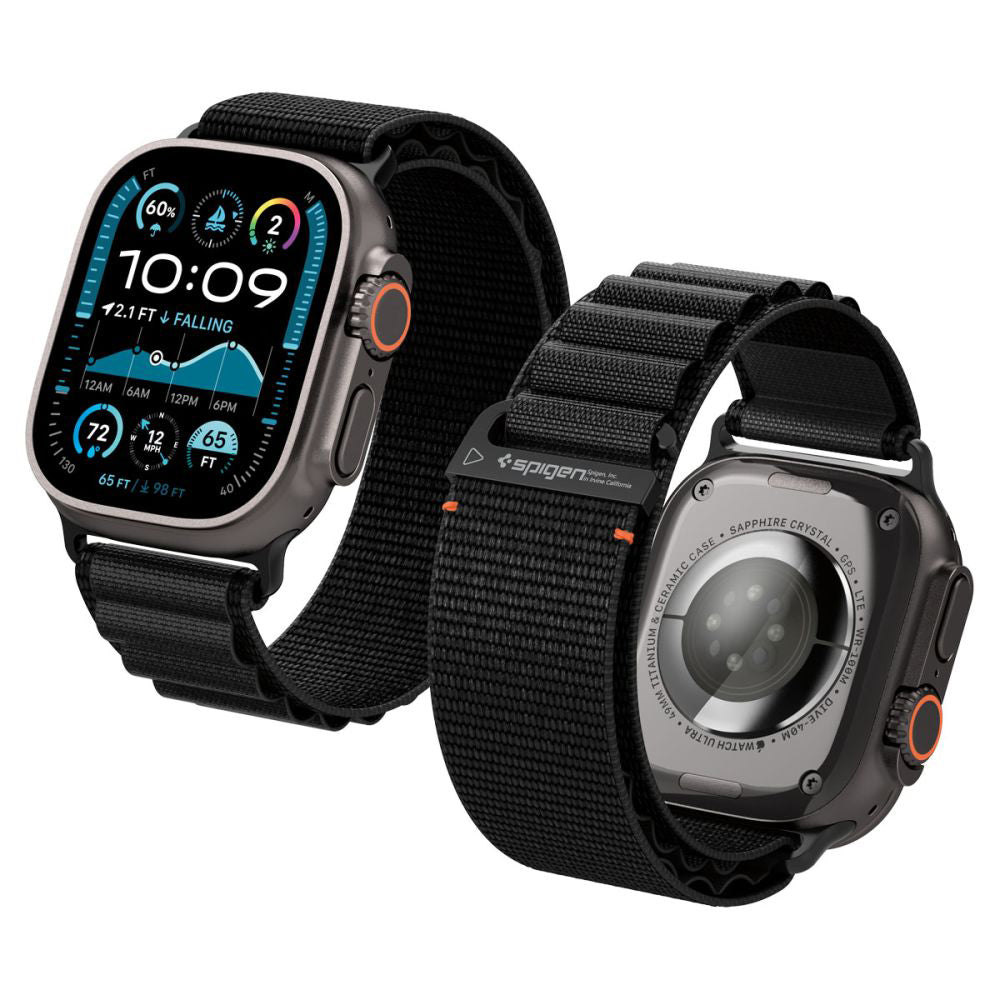 Remen Spigen WBF1 za Apple Watch 49mm / 46mm / 45mm / 44mm serije, Crni AMP10144