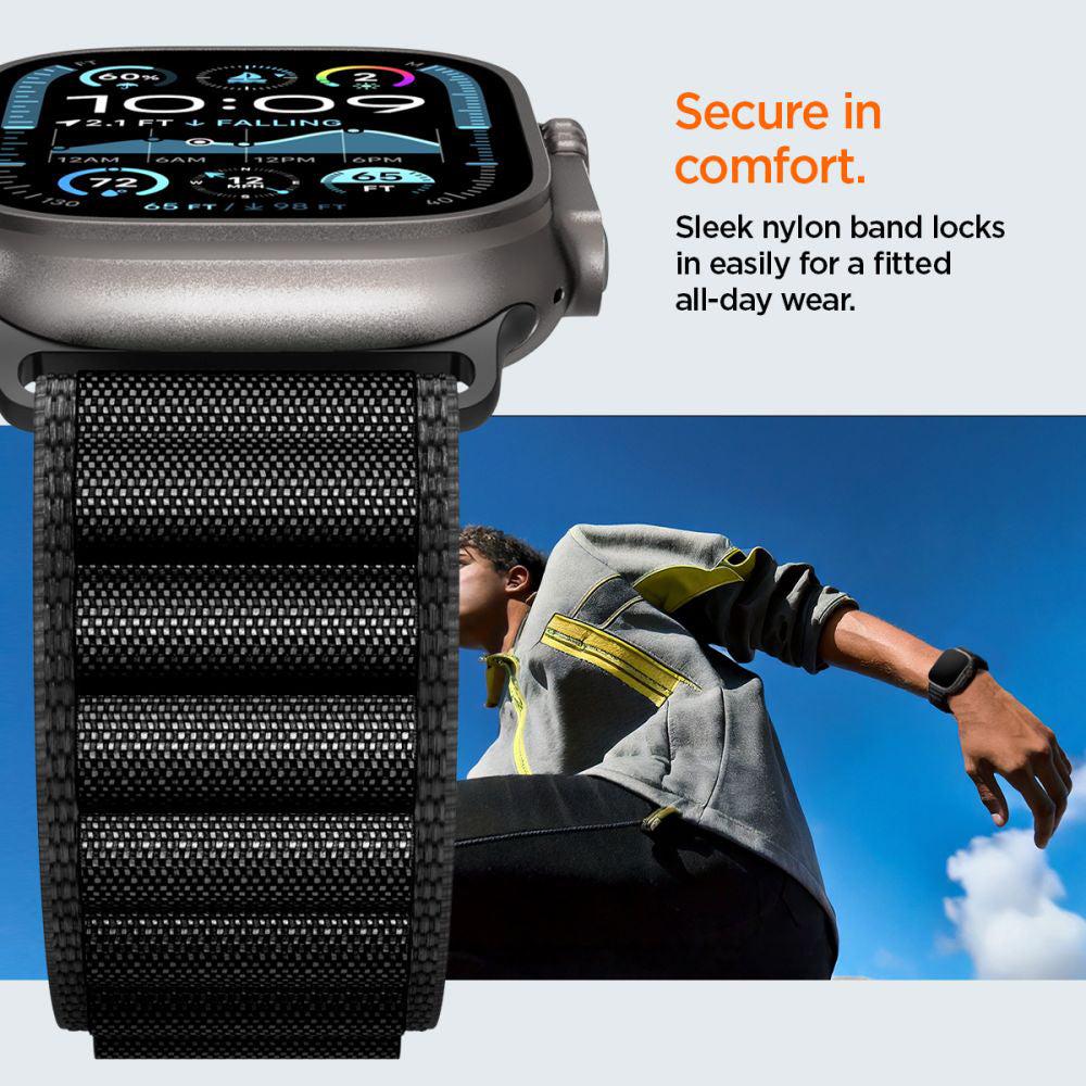 Remen Spigen WBF1 za Apple Watch 49mm / 46mm / 45mm / 44mm serije, Crni AMP10144