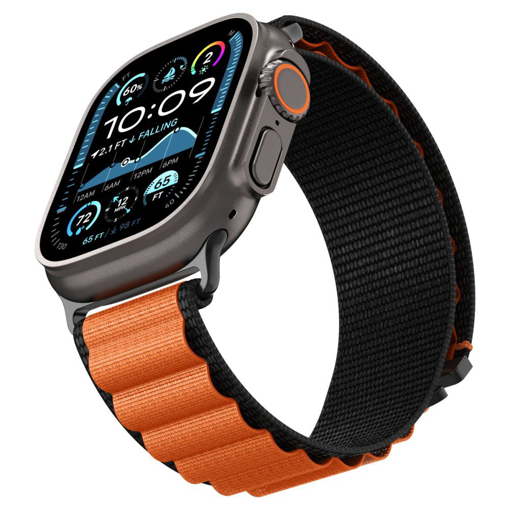 Remen Spigen WBF1 za Apple Watch 49mm / 46mm / 45mm / 44mm serije, Crno-narančasti AMP10145