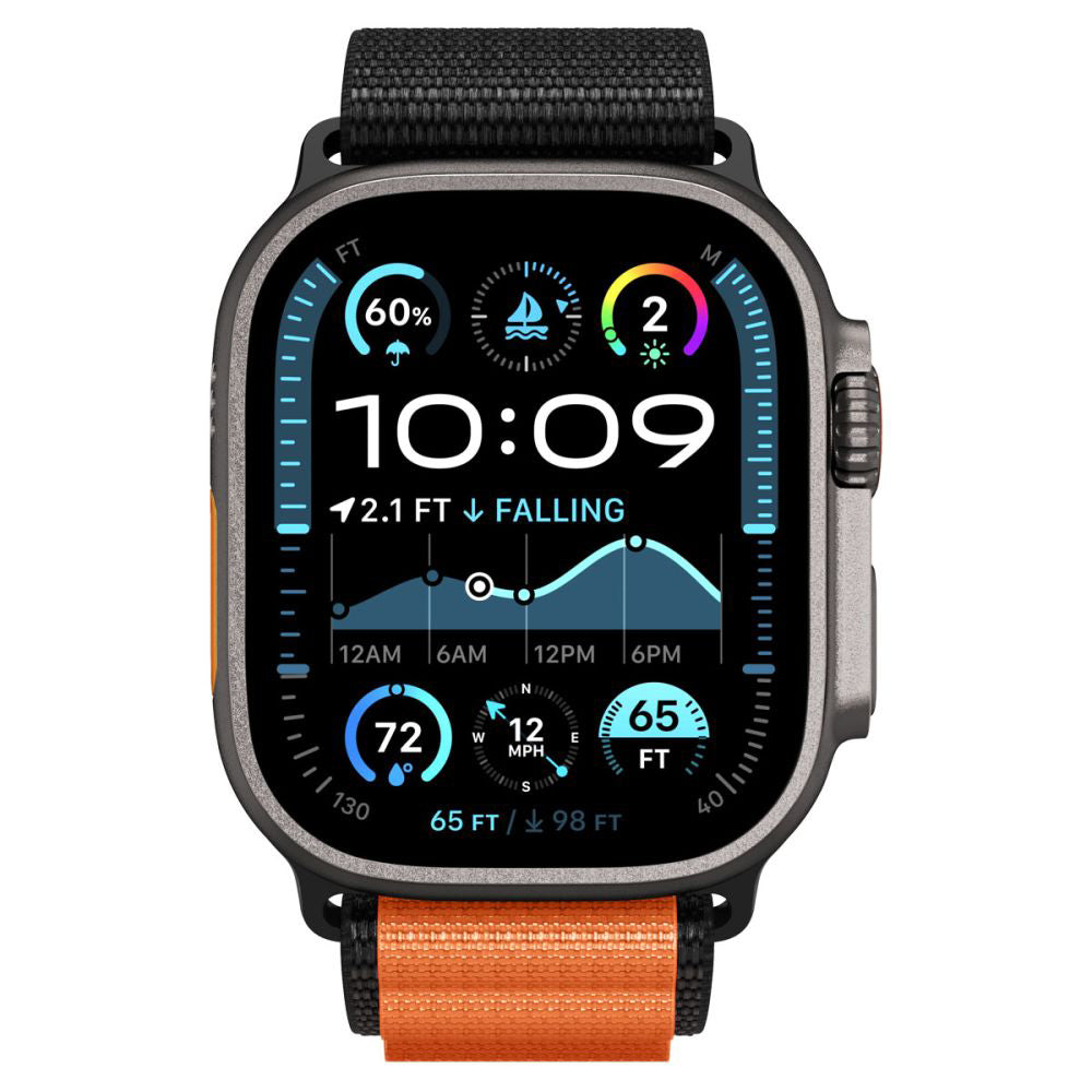 Remen Spigen WBF1 za Apple Watch 49mm / 46mm / 45mm / 44mm serije, Crno-narančasti AMP10145