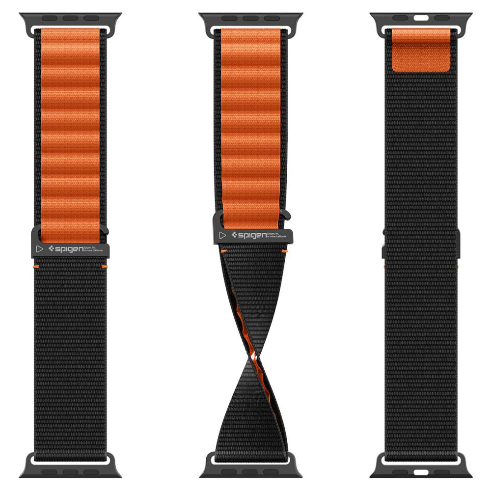 Remen Spigen WBF1 za Apple Watch 49mm / 46mm / 45mm / 44mm serije, Crno-narančasti AMP10145