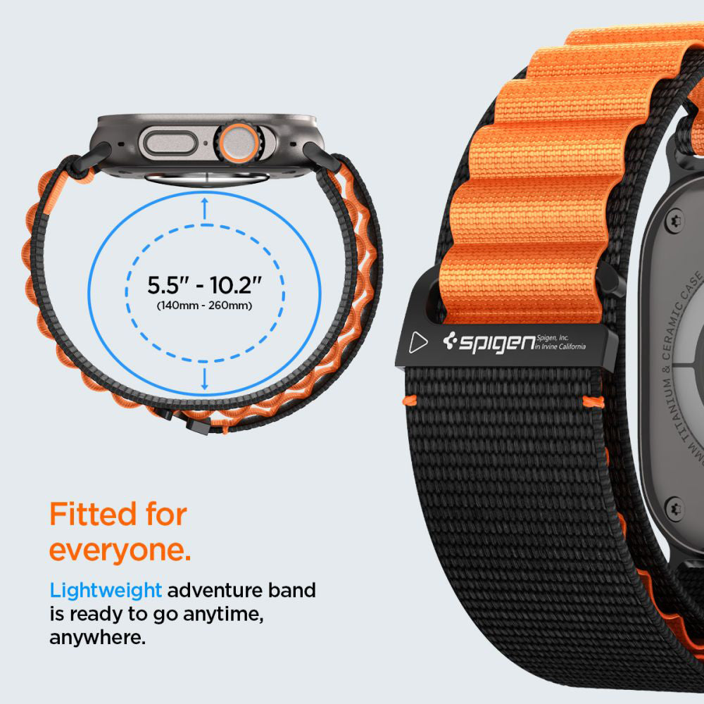 Remen Spigen WBF1 za Apple Watch 49mm / 46mm / 45mm / 44mm serije, Crno-narančasti AMP10145