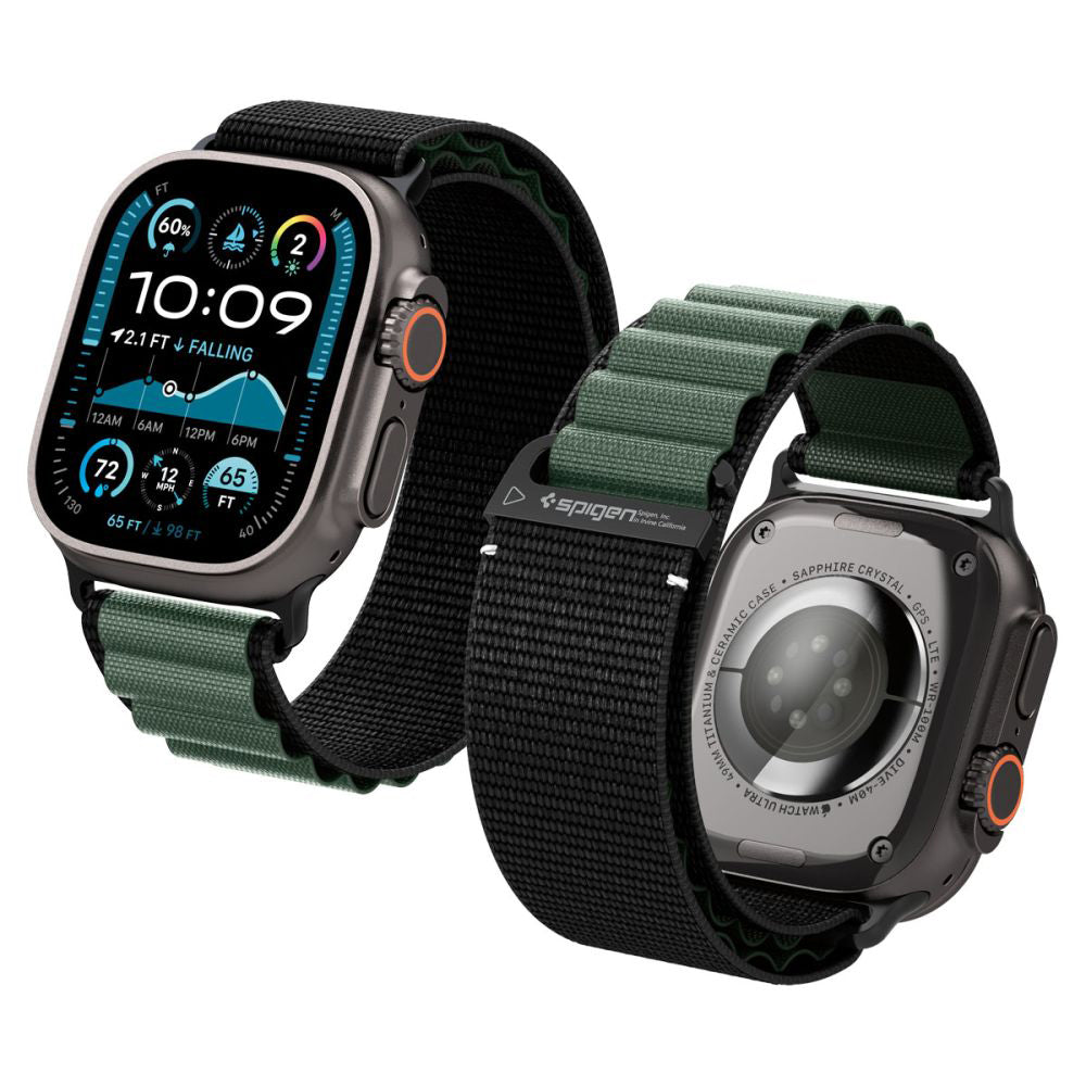 Remen Spigen WBF1 za Apple Watch 49mm / 46mm / 45mm / 44mm serije, Crno Zeleni AMP10223