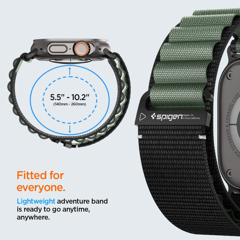 Remen Spigen WBF1 za Apple Watch 49mm / 46mm / 45mm / 44mm serije, Crno Zeleni AMP10223