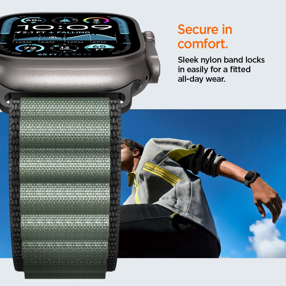 Remen Spigen WBF1 za Apple Watch 49mm / 46mm / 45mm / 44mm serije, Crno Zeleni AMP10223