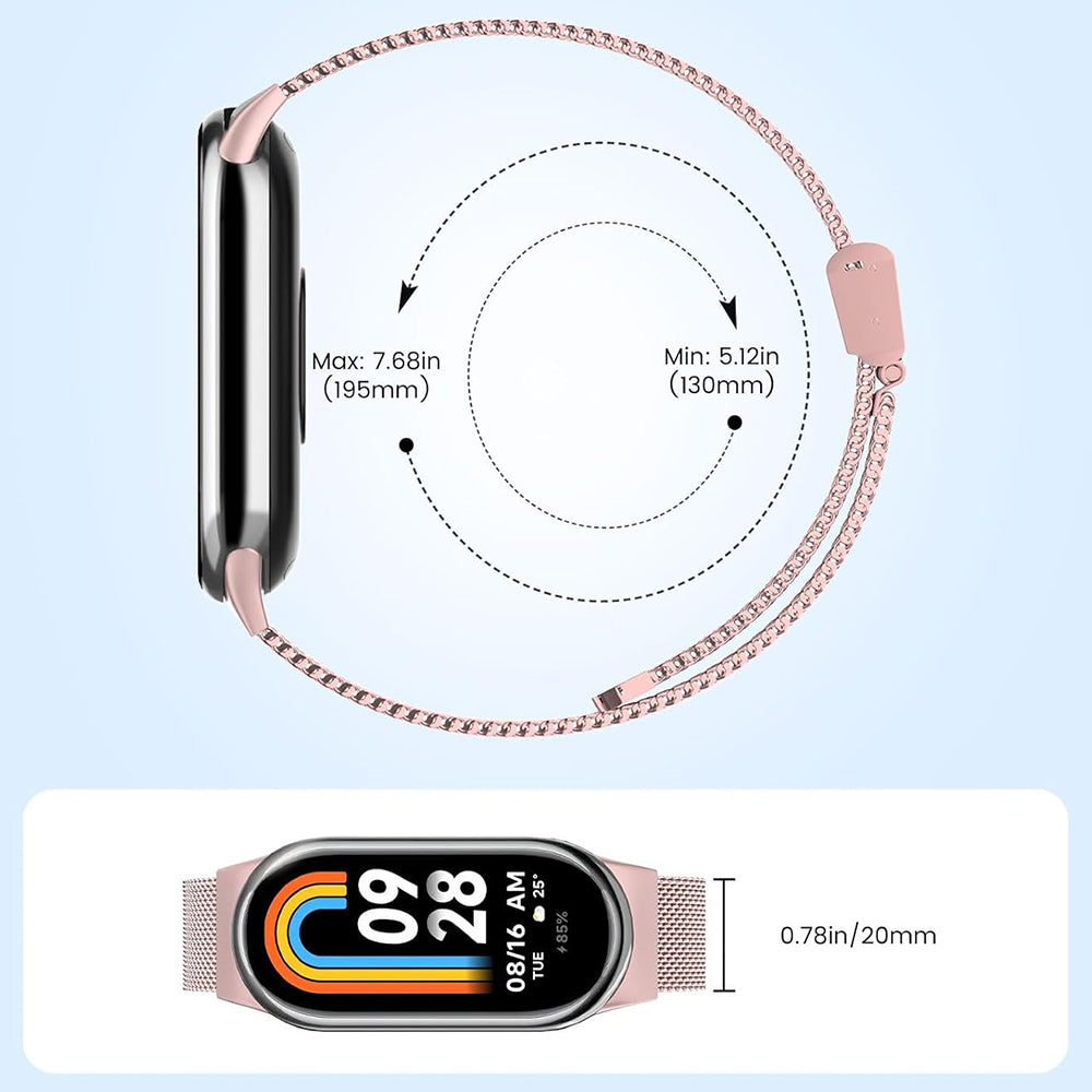 Remen Techsuit W022 za Xiaomi Smart Band 9 / 8, 15mm, Zlatno Roza