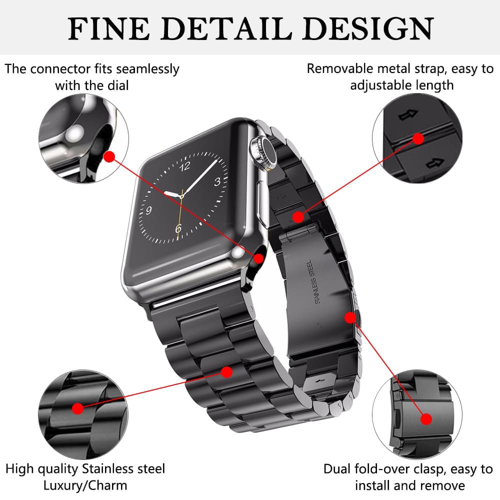 Remen Techsuit W036 za Apple Watch 42mm / 41mm / 40mm / 38mm seriju, Crni
