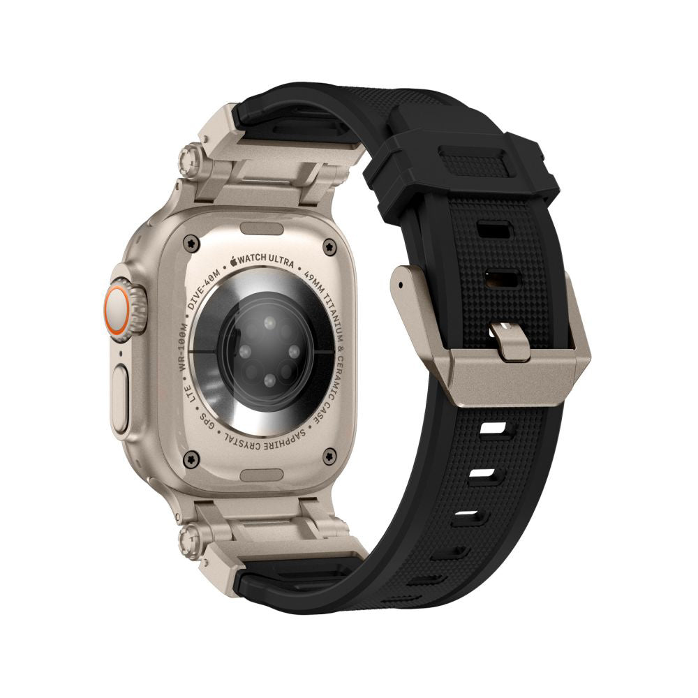 Techsuit W064 remen za Apple Watch 49mm / 46mm / 45mm / 44mm / 42mm serije, Crno Srebrni