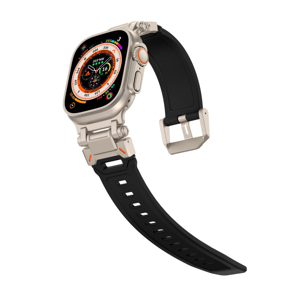 Techsuit W064 remen za Apple Watch 49mm / 46mm / 45mm / 44mm / 42mm serije, Crno Srebrni