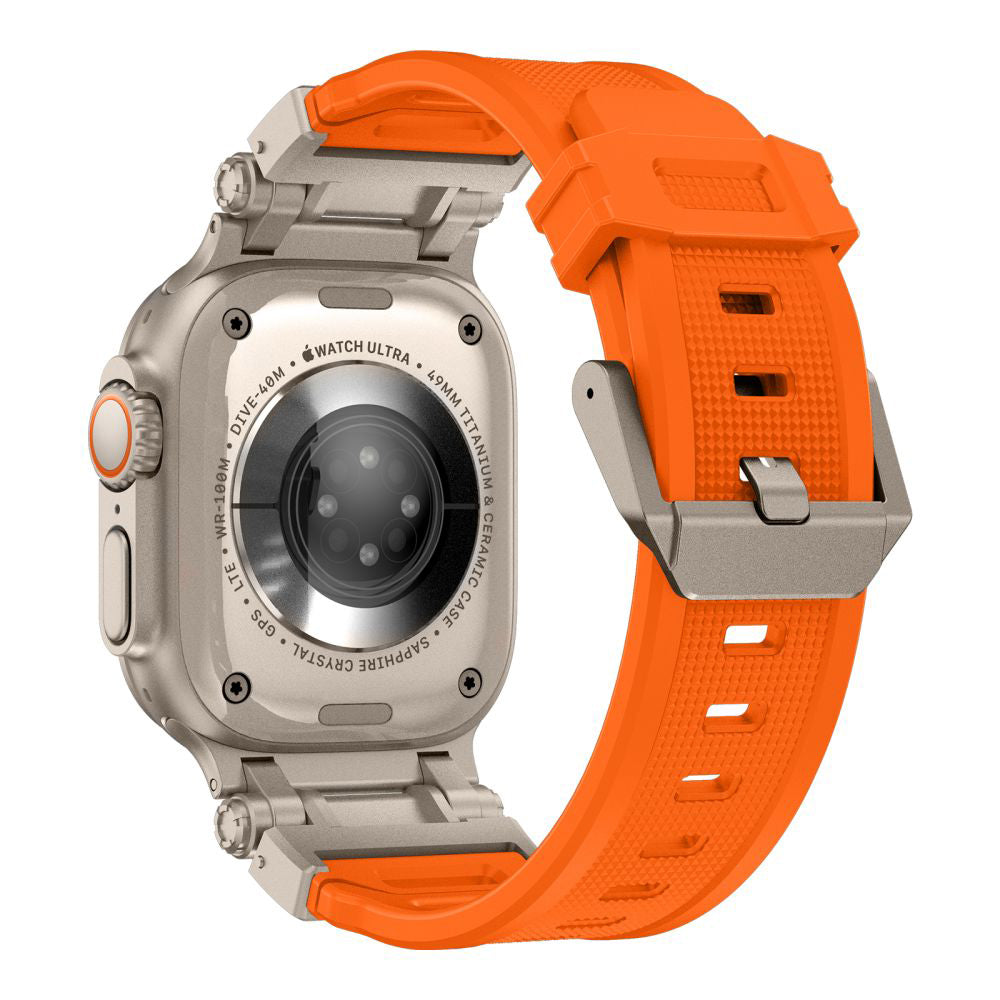 Remen Techsuit W064 za Apple Watch 49mm / 46mm / 45mm / 44mm / 42mm serije, Srebrno Narančasti