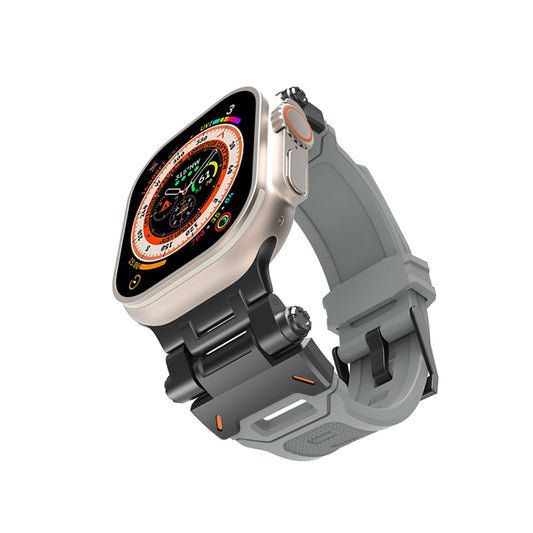 Techsuit W064 remen za Apple Watch 49mm / 46mm / 45mm / 44mm / 42mm serije, Crno Sivi