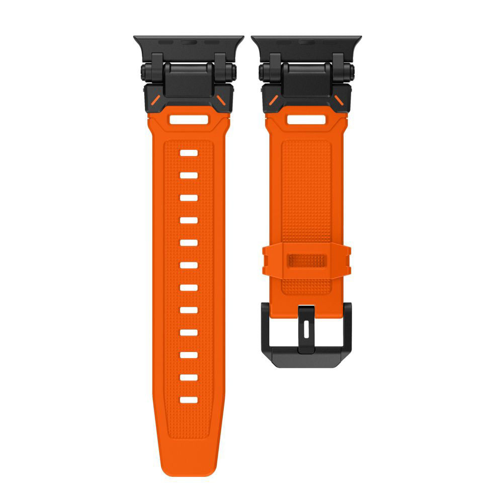 Techsuit W064 remen za Apple Watch 49mm / 46mm / 45mm / 44mm / 42mm serije, Crno-narančasti