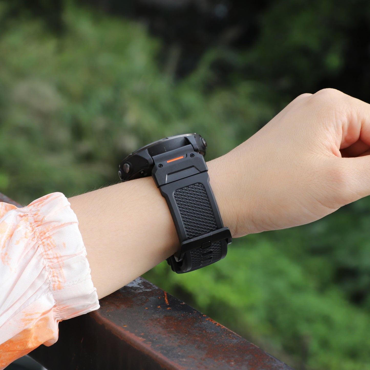 Remen Techsuit W068 za Garmin Watch Fenix / Forerunner / Approach Series, 22mm, Crno-narančasti