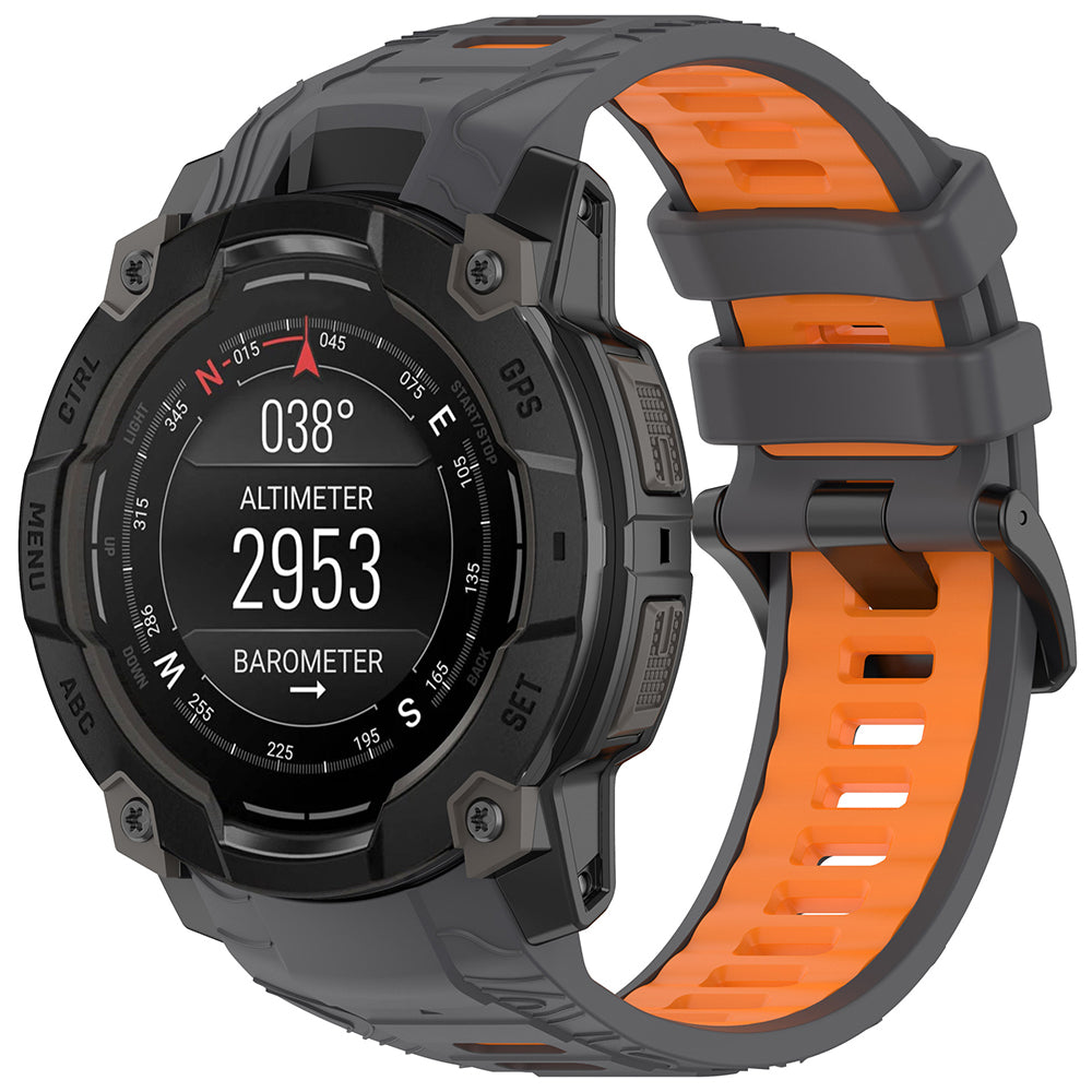 Remen Techsuit W077 za Garmin Instinct 3 45mm Solar / Instinct 3 45mm, Sivo Narančasta