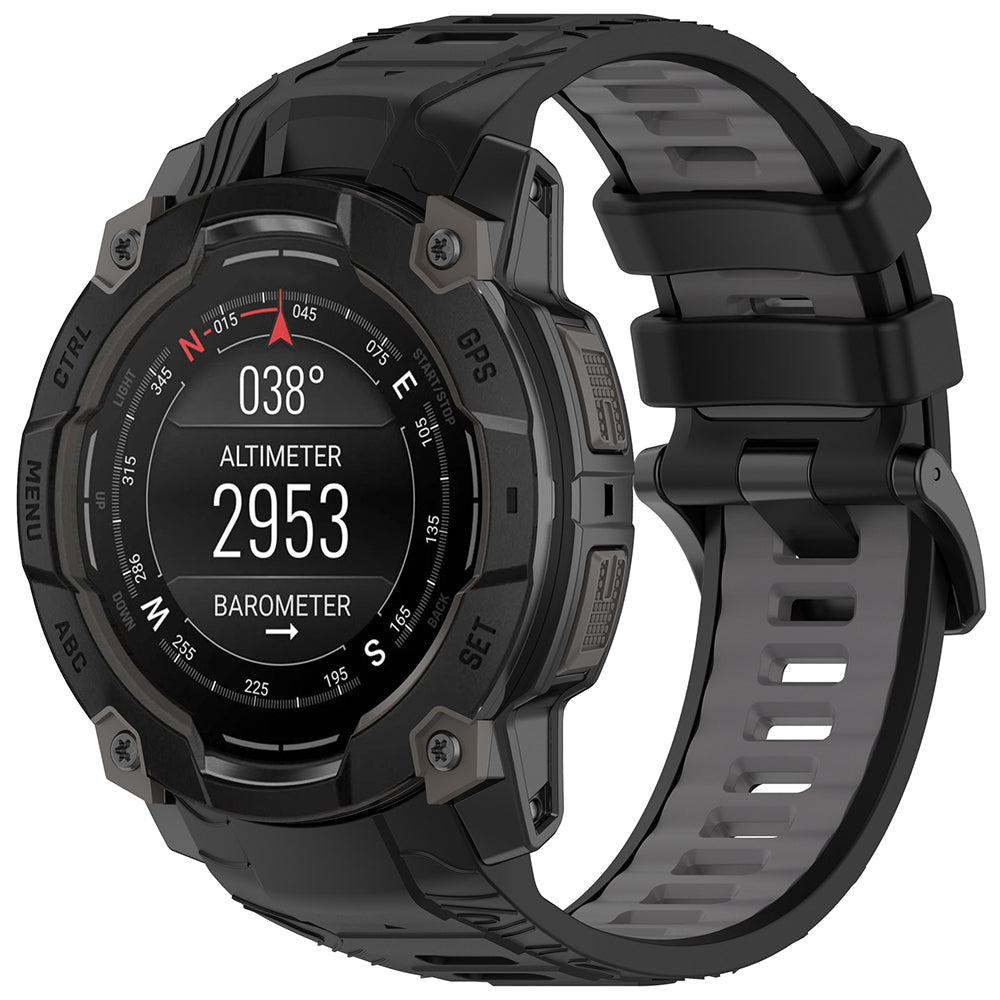 Remen Techsuit W077 za Garmin Instinct 3 50mm Solar / Instinct 3 50mm, Crno Sivi