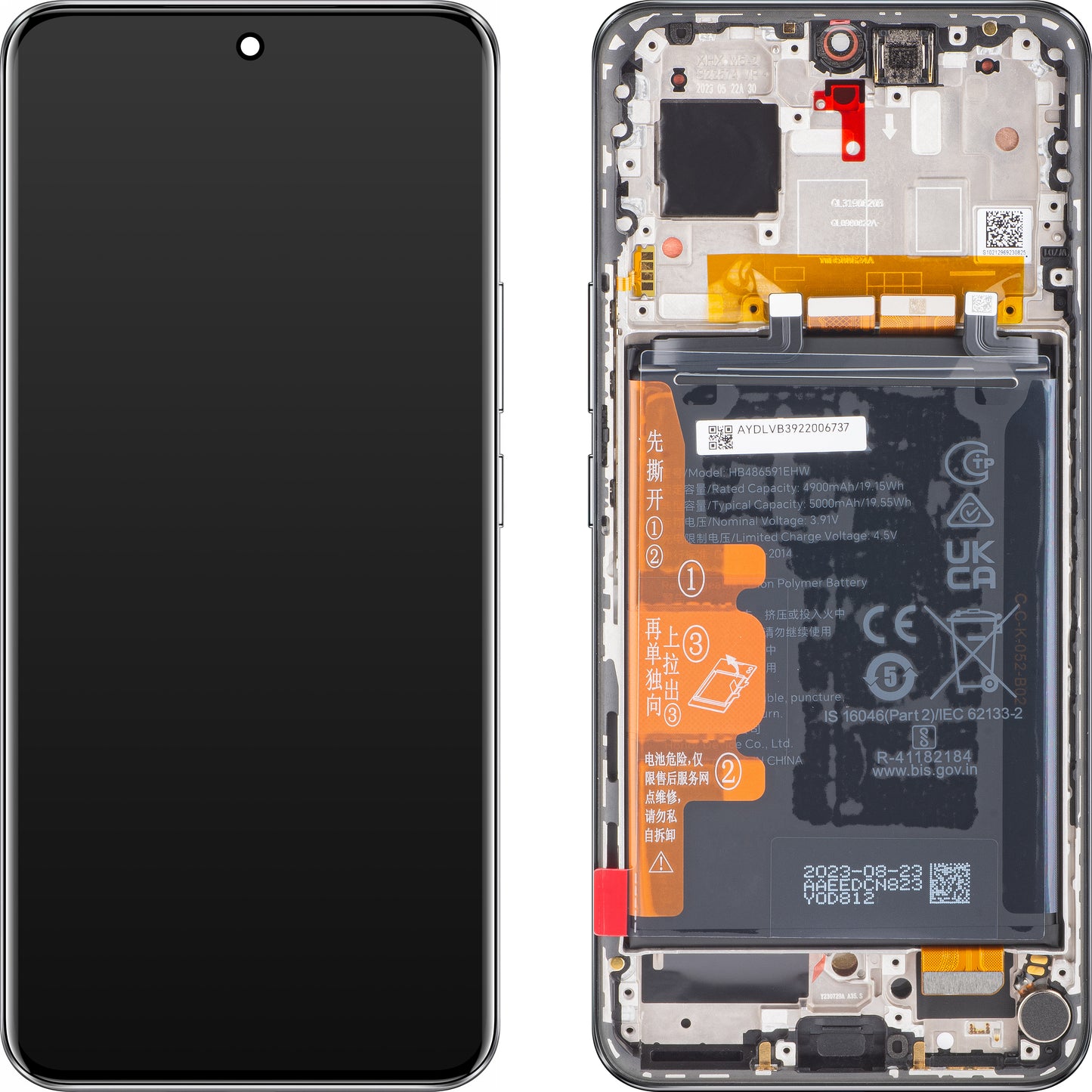 Display s dodirnim zaslonom Honor 90, s okvirom i baterijom, crni (Midnight Black), servisni paket 0235AGDN