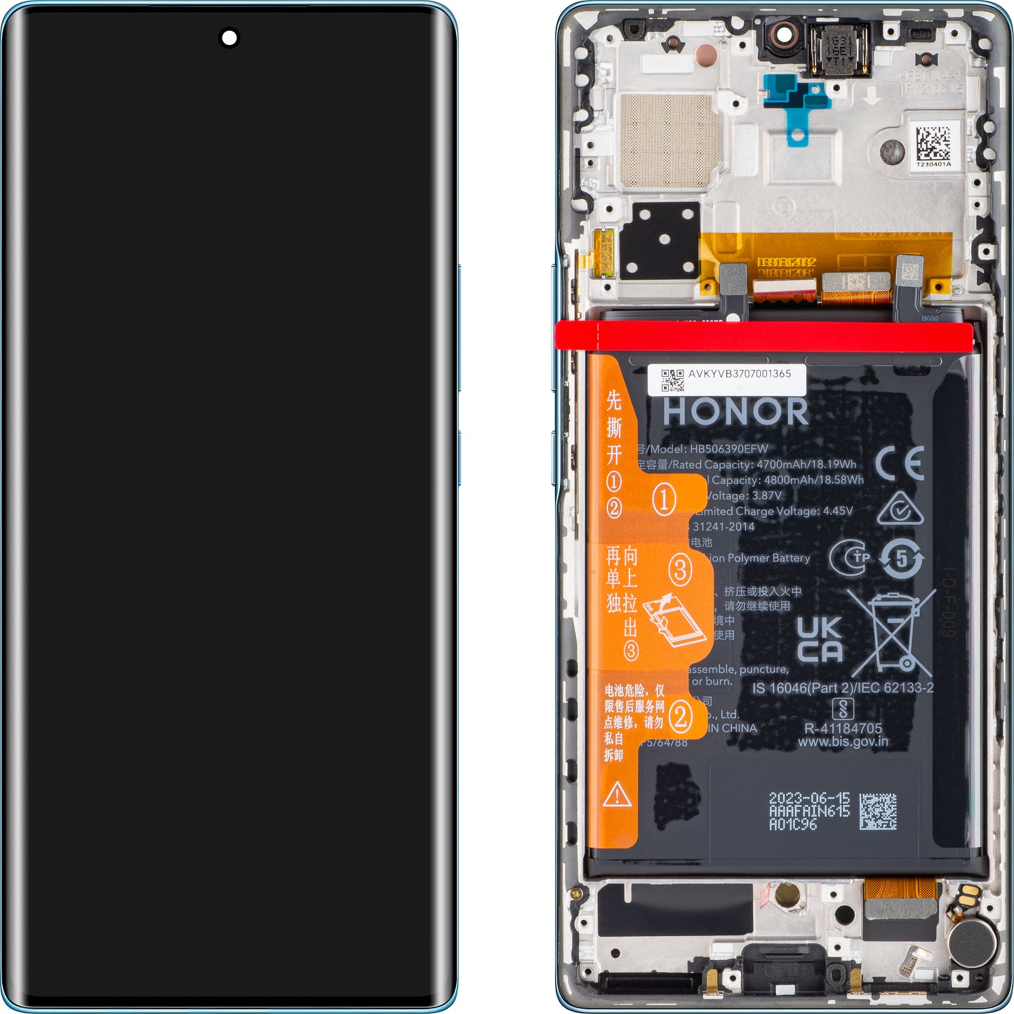 Display s Touchscreenom Honor 70, s Okvirom i Baterijom, Plava (Icelandic Frost), Service Pack 0235ACMJ