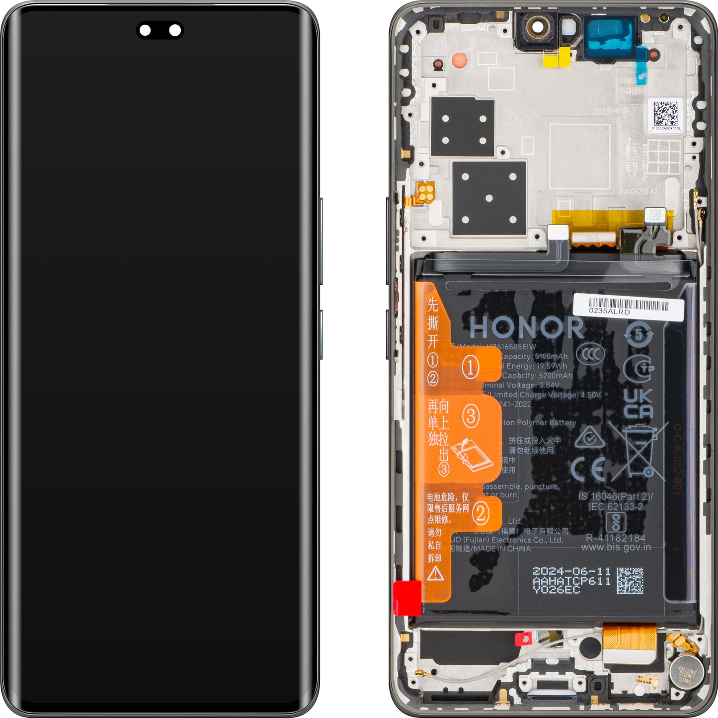 Display s Touchscreenom Honor 200 Pro, s Okvirom, Crni, Service Pack 0235ALRD