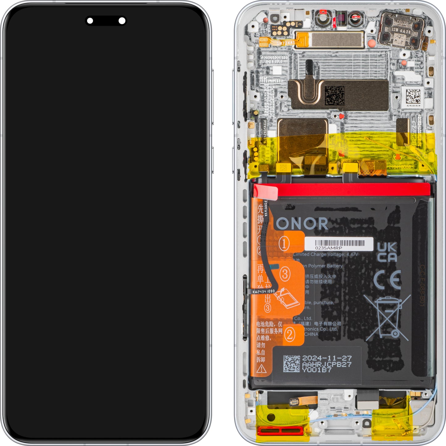 Zaslon s dodirnim ekranom Honor Magic7 Pro, s okvirom i baterijom, siva (Lunar shadow Grey), Service Pack 0235AMRN