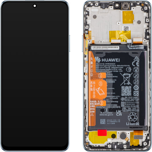 Zaslon s dodirnim ekranom Huawei nova Y90, s okvirom i baterijom, Plava (Crystal Blue), Servisni paket 02355ARH