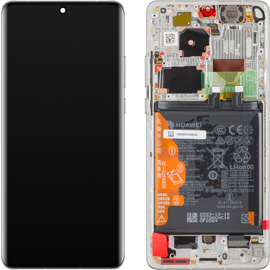 Zaslon s dodirnim ekranom Huawei P50 Pro, s okvirom i baterijom, bijela (Pearl White), servisni paket 02354SNU